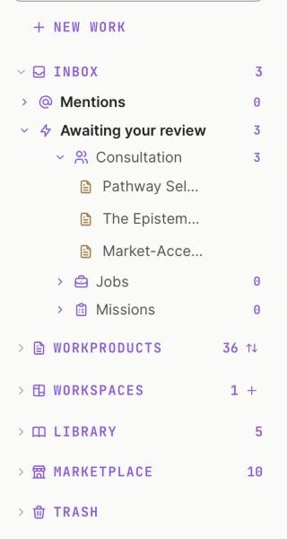The sidebar, + next to WORKSPACES