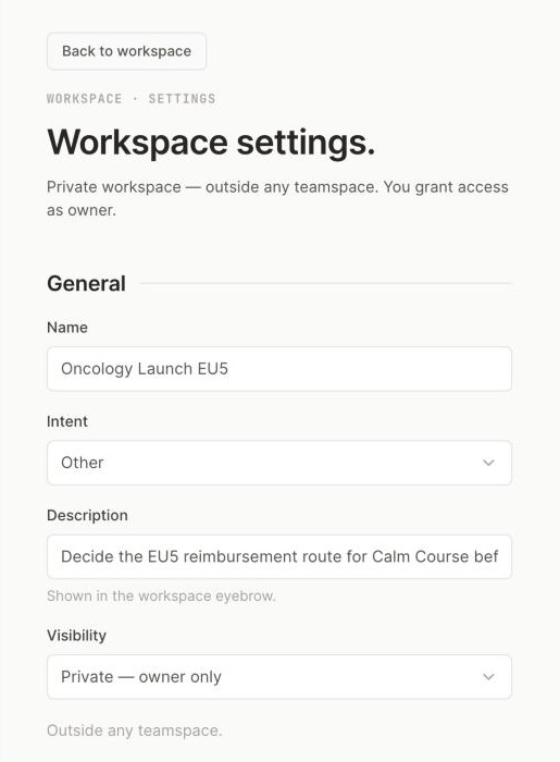Workspace settings